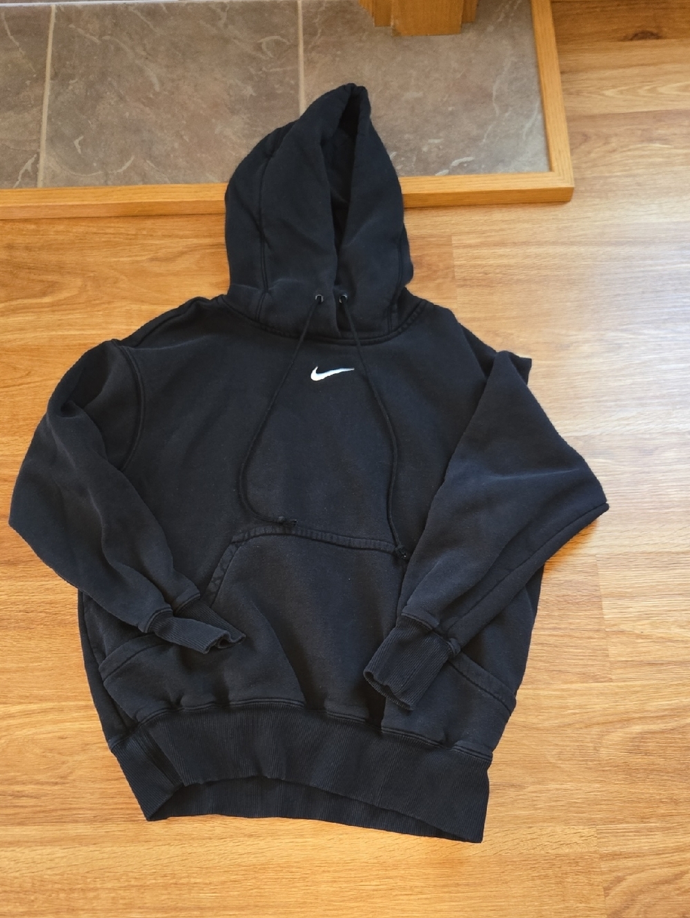 Nike Black Women's Hoodie with White Swoosh XS